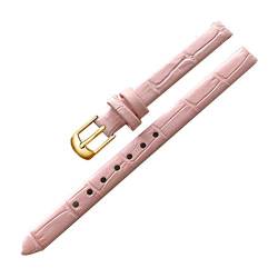 Uhren Zubehör Frauen-Weinlese Uhrenarmbänder echtes Leder-Bügel-Uhrenarmband 8mm 10mm Dornschliesse Gold Rosa,8mm von CourageL