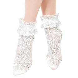 Courpal Frauen Söckchen Spitzen Ruffle Fußkettchen Socken Cup Spitzen Socken von Courpal