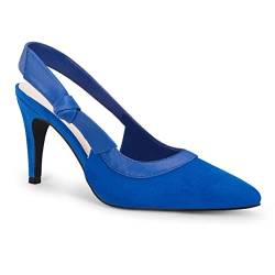 Coutgo Damen Spitze Zehen High Heels Slingback Bowknot Formale Pumps Kleid Schuhe, Blau/Wildleder, 39 EU von Coutgo