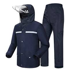 Coutyuyi Herren & Damen Regenanzug Reflektierender 100% Wasserdichter Anzug Outdoor Regenmantel Winddicht Regenjacke （L, Navy Blau） von Coutyuyi