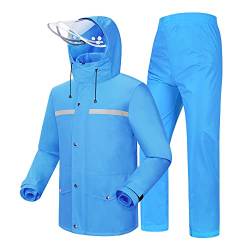 Coutyuyi Herren & Damen Regenanzug Reflektierender 100% Wasserdichter Anzug Outdoor Regenmantel Winddicht Regenjacke （M, Blau） von Coutyuyi