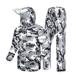 Coutyuyi Herren & Damen Regenanzug Reflektierender 100% Wasserdichter Anzug Outdoor Regenmantel Winddicht Regenjacke （M, Grau Camouflage） von Coutyuyi