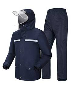 Coutyuyi Herren & Damen Regenanzug Reflektierender 100% Wasserdichter Anzug Outdoor Regenmantel Winddicht Regenjacke （M, Navy Blau） von Coutyuyi