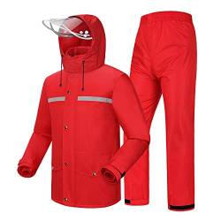 Coutyuyi Herren & Damen Regenanzug Reflektierender 100% Wasserdichter Anzug Outdoor Regenmantel Winddicht Regenjacke （M, Rot） von Coutyuyi