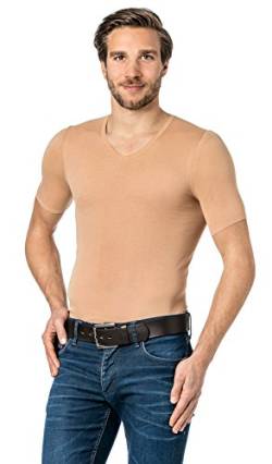 Covert underwear Hautfarbenes Unterhemd/Herrenunterhemd unsichtbar V-Ausschnitt Halbarmshirt Business Shirt 1/2 Arm Herren (54) von Covert underwear