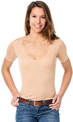 Hautfarbenes Damen Unterhemd - Unterhemd unsichtbar mit V-Ausschnitt - Business Unterhemd Damen (36 (XS)) von Covert underwear