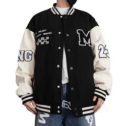 Covisoty College Jacke Herren Übergangsjacke Damen Sportjacke Varsity Jacket Patchwork Collegiate Baseballjacke Stehkragen Streetwear von Covisoty