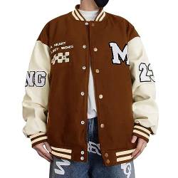 Covisoty College Jacke Herren Übergangsjacke Damen Sportjacke Varsity Jacket Patchwork Collegiate Baseballjacke Stehkragen Streetwear von Covisoty