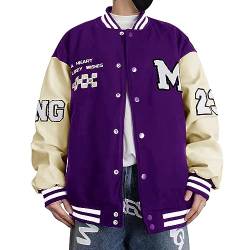 Covisoty College Jacke Herren Übergangsjacke Damen Sportjacke Varsity Jacket Patchwork Collegiate Baseballjacke Stehkragen Streetwear von Covisoty