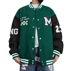 Covisoty College Jacke Herren Übergangsjacke Damen Sportjacke Varsity Jacket Patchwork Collegiate Baseballjacke Stehkragen Streetwear von Covisoty