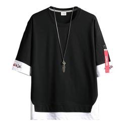 Covisoty Herren Casual Herren Techwear Japanisches Harajuku Streetwear Hip Hop Sweatshirt KurzarmT-Shirt Schwarz S von Covisoty