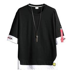 Covisoty Herren Casual Herren Techwear Japanisches Harajuku Streetwear Hip Hop Sweatshirt KurzarmT-Shirt Schwarz XL von Covisoty