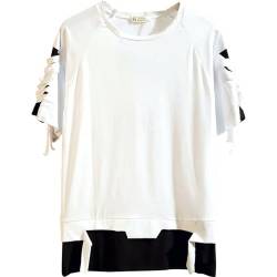 Covisoty Herren T-Shirt Casual Techwear Japanisches Harajuku Streetwear Hip Hop Kurzarm Weiß 3XL von Covisoty
