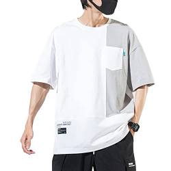 Covisoty Herren Techwear Japanisches Harajuku Streetwear Hip Hop Kurzarm T-Shirt Hoodie Sweatshirt Weiß M von Covisoty