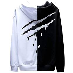 Covisoty Hoodie Herren Kapuzenpullover Techwear Hip Hop Long Sleeve Streetwear Farbblock Unisex Pullover Sweatshirt Schwarz weiß. L von Covisoty