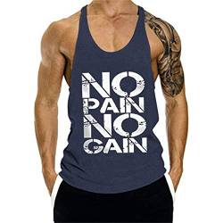 Cowbi Herren No Pain No Gain Bodybuilding Tank Top Strap Fitness Stringer Achselshirts，M-XXL von Cowbi