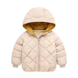 Cozomiz Daunenjacke Kinder Jungen Mädchen Winterjacke mit Kapuze Winter Outdoor Warm Winterjacke Steppweste Winter jacke Puffer Mantel 2-3 Jahre Beige von Cozomiz