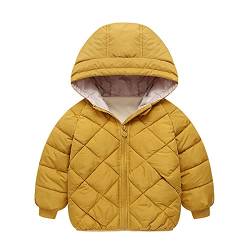 Cozomiz Daunenjacke Kinder Jungen Mädchen Winterjacke mit Kapuze Winter Outdoor Warm Winterjacke Steppweste Winter jacke Puffer Mantel 2-3 Jahre Gelb von Cozomiz