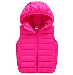 Cozomiz Daunenweste Kinder Jungen Mädchen Weste Winter Kapuzenweste Warm Ärmellos Winterjacke Steppweste Winter jacke Pufferweste 10-11 Jahre Rosa von Cozomiz