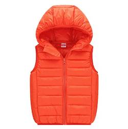 Cozomiz Daunenweste Kinder Jungen Mädchen Weste Winter Kapuzenweste Warm Ärmellos Winterjacke Steppweste Winter jacke Pufferweste 11-12 Jahre Orange von Cozomiz