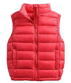 Cozomiz Daunenweste Kinder Jungen Mädchen Weste Winter Outdoor Warm Ärmellos Winterjacke Steppweste Winter jacke Pufferweste 10-11 Jahre Rot von Cozomiz