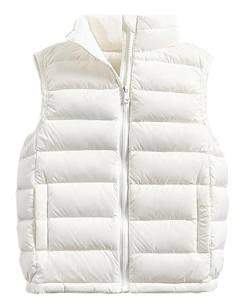 Cozomiz Daunenweste Kinder Jungen Mädchen Weste Winter Outdoor Warm Ärmellos Winterjacke Steppweste Winter jacke Pufferweste 11-12 Jahre Weiß von Cozomiz