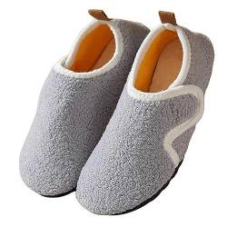 Cozozn Hausschuhe kinder Jungen Winterschuhe Bodensocken Winter Wärme Plüsch Pantoffeln Indoor Home Rutschfeste Weite Leicht Boys Slippers, Grau, Größe 26/27 EU = 28/29 CN von Cozozn