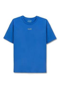 Cozy Panda Basic Oversized T-Shirt mit Drop-Shoulder in Blau Größe S aus 100% Baumwolle - Kurzarm Shirt in Small für Männer und Frauen - Halbarm Gr. 36 von Cozy Panda