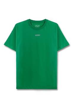 Cozy Panda Basic Oversized T-Shirt mit Drop-Shoulder in Grün Größe M aus 100% Baumwolle - Herbst Shirt in Medium für Männer und Frauen - Soft Gymshirt Lounge Gr. 38 von Cozy Panda
