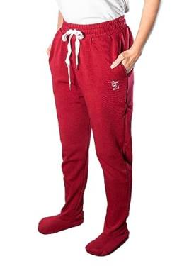 Cozy Toes - Erwachsene Sweatpants mit Füßen mit Sherpa-Fleece gefüttert, extrem weich und warm, kastanienbraun, XXL/3XL von Cozy Toes