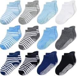 CozyWay Socken im Nonrutschen-Knöchelstil mit Grippers, 12 Pack für Jungen und Mädchen, mehrfarbig, 1-3 Jahre von CozyWay