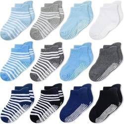 CozyWay Socken im Nonrutschen-Knöchelstil mit Grippers, 12 Pack für Jungen und Mädchen, mehrfarbig, 3-5 Jahre von CozyWay