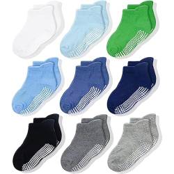 CozyWay Socken im Nonrutschen-Knöchelstil mit Grippers, 9 Pack für Jungen und Mädchen, 6-12 Monate von CozyWay