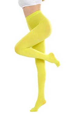 CozyWow Blickdicht Damen Strumpfhose Elastisch Semi Stützstrumpfhose in 25 Farben(Gelb,M) von CozyWow