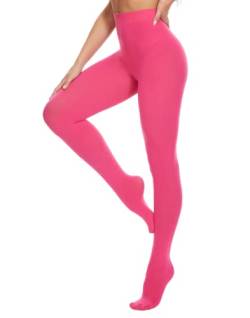 CozyWow Blickdicht Damen Strumpfhose Elastisch Semi Stützstrumpfhose in 25 Farben(Hot Pink,L-XL) von CozyWow