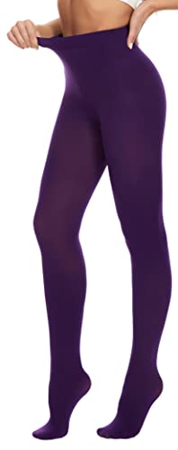 CozyWow Blickdicht Damen Strumpfhose Elastisch Semi Stützstrumpfhose in 25 Farben(Lila,L-XL) von CozyWow