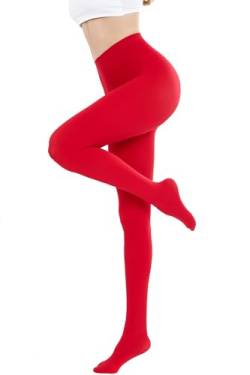 CozyWow Blickdicht Damen Strumpfhose Elastisch Semi Stützstrumpfhose in 25 Farben(Rot,S) von CozyWow