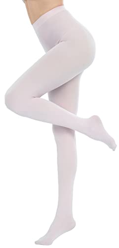 CozyWow Blickdicht Damen Strumpfhose Elastisch Semi Stützstrumpfhose in 25 Farben (Weiß, L) von CozyWow