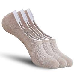 CozyWow Unisex Unsichtbare Socken Rutschfest von der Ferse Sneaker Socken set, 3x Khaki, Gr.- 43 - 46 von CozyWow