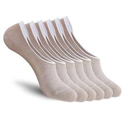 CozyWow Unisex Unsichtbare Socken Rutschfest von der Ferse Sneaker Socken set, 6x Khaki, Gr.- 43 - 46 von CozyWow