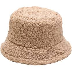 Damen Plüsch Fischerhut Wintermütze Flauschige Bucket Hat Warme Anglerhut Winter Fischerhut Damen Kunstpelz Bucket Cap Warme Mütze mit breiter Krempe Flauschige Mütze (Khaki) von Cozyan