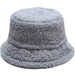 Damen Plüsch Fischerhut Wintermütze Flauschige Bucket Hat Warme Anglerhut Winter Fischerhut Damen Kunstpelz Bucket Cap Warme Mütze mit breiter Krempe Flauschige Mütze (blau) von Cozyan