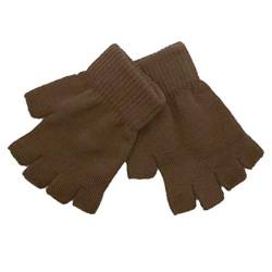 Cozylkx 1 Paar Fingerlose Winterhandschuhe, Warme Strick Halbfinger Handschuhe Thermische Strick Fäustlinge Für Damen Und Herren,Braun von Cozylkx