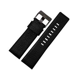 30mm Uhrenarmband Männer Uhrenarmband Armband aus echtem Leder Armband 22-30mm Litschi-Korn für Diesel-Uhrenarmband Weiche Uhr Gürtel Schwarz schwarz Schnalle,30mm von Cplly