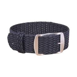 Solid Color Perlon Woven Nylon-Uhrenarmband 16mm 18mm 20mm 22mm Armband Stoff gewebt Armband Band Schnalle Gürtel Schwarz Blau Uhrenarmband Schwarz,16mm von Cplly