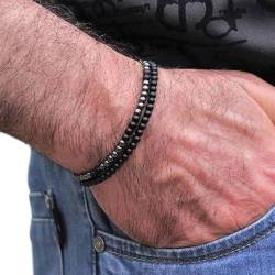CrEev Natürliche Mode Herren-Armband-Sets, trendiges handgefertigtes klassisches Strang-Stein-Perlen-Armband für Herren, Schmuck, Geschenk, Perlen-Armband (Metallfarbe: 11) (A 18) von CrEev