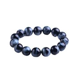 Natürliche natürliche 6 mm 8 mm 10 mm 12 mm blaue Tigeraugen Perlen Armband Männer Energie Stein Braslet für Mann Casual Schmuck Perlen Armband (Edelsteinfarbe: Perlen 12 mm, Länge: 20 cm 7,9 Zoll) von CrEev