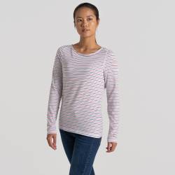 Craghoppers NosiLife Erin Langarmshirt für Damen Blue Navy / Pompeian Red Stripe von Craghoppers