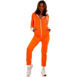 Crazy Age Basic Jumpsuits Ganzkörperanzug Einteiler One Piece Schlafanzug Overall Damen Jumpsuit Kuschelig und warm (XL, Orange) von Crazy Age