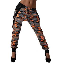 Crazy Age Camouflage |Baggyhose |Aladinhose |Tanzhose |Sporthose | Tarnhose | Newcomer (Orange, XXXL) von Crazy Age